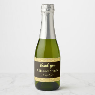 Decorative ornamental damask pattern wedding sparkling wine label