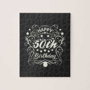 Decorative ornamental Happy 50th Birthday. Jigsaw Puzzle