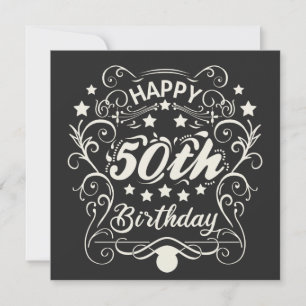 Decorative ornamental Happy 50th Birthday. Save The Date