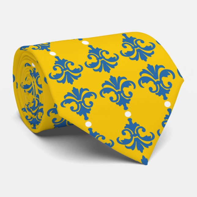 Decorative Ornate Damask Stripe Tie (Rolled)