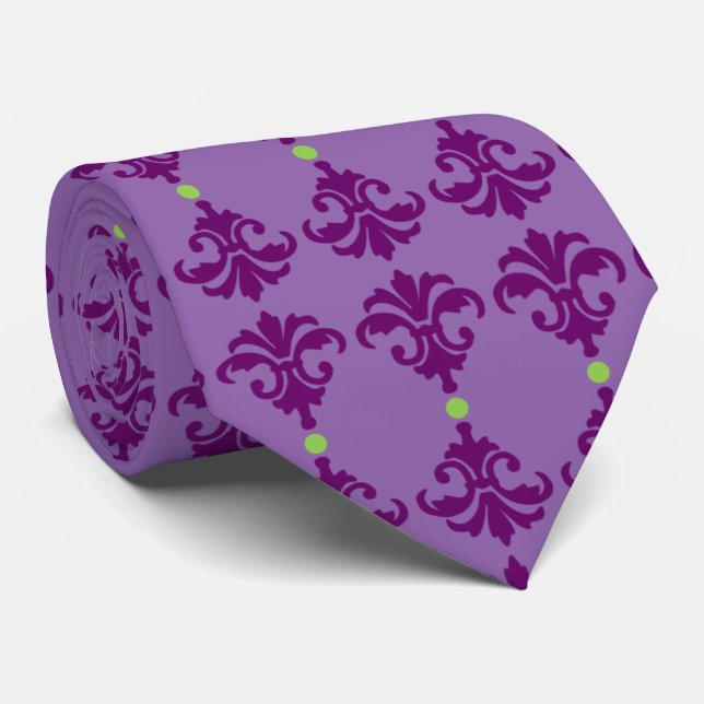 Decorative Ornate Damask Stripe Tie (Rolled)