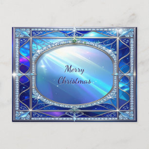 Decorative Oval Blue Frame Postcard