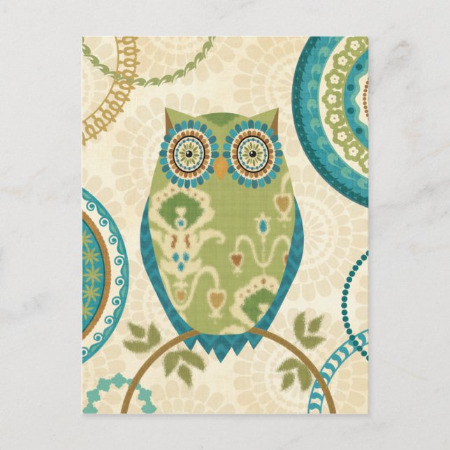 Decorative Owl with Circular Designs Postcard (Front)