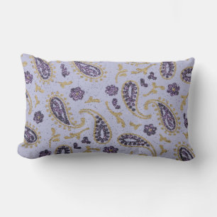 Decorative paisley purple lavender gold lumbar cushion