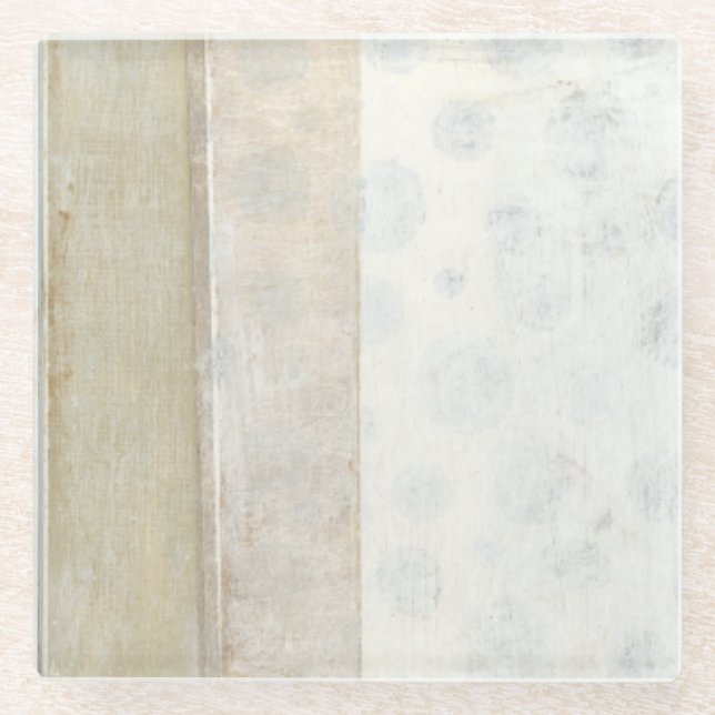 Decorative Panel Painting in Neutral Colours Glass Coaster (Front)