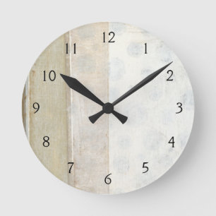Decorative Panel Painting in Neutral Colours Round Clock