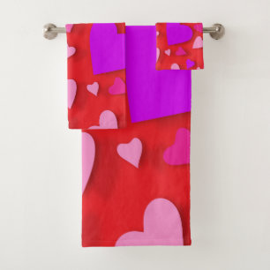 Decorative paper heart 5 bath towel set