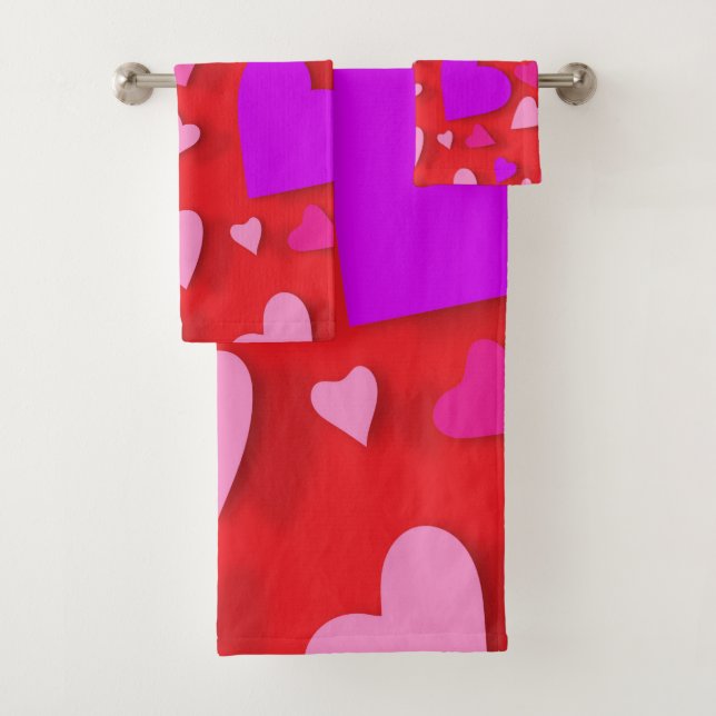 Decorative paper heart 5 bath towel set (Insitu)