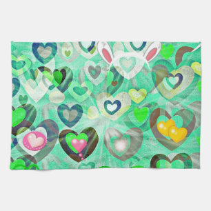 decorative pastel hearts easter kitchen towel
