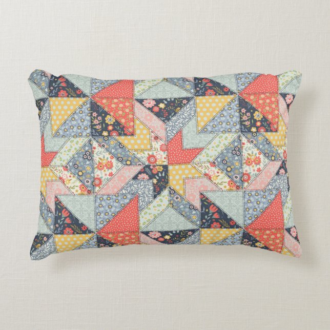 Decorative Patchwork Pattern and Array of Colours  Cushion (Front)