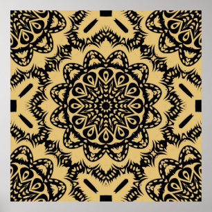 Decorative pattern in oriental style. Colour in bo Poster