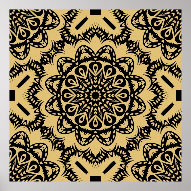 Decorative pattern in oriental style. Colour in bo Poster (Front)