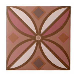 Decorative pattern in rusty pinks and terracottas ceramic tile