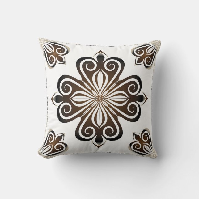 Decorative pattern of brown baroque motif with Flo Cushion (Front)