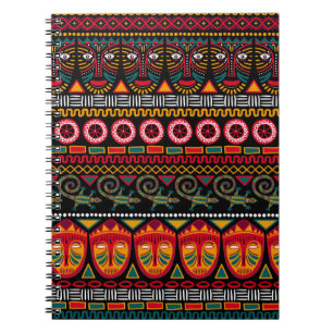 Decorative pattern on a black background in Africa Notebook