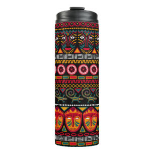 Decorative pattern on a black background in Africa Thermal Tumbler