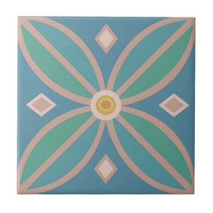 Decorative pattern pretty teals and pinks ceramic tile