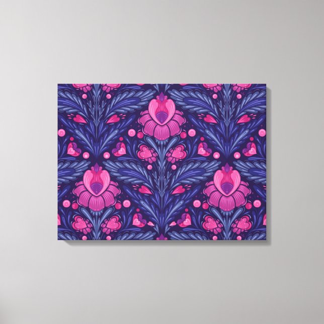Decorative pattern with hearts canvas print (Front)
