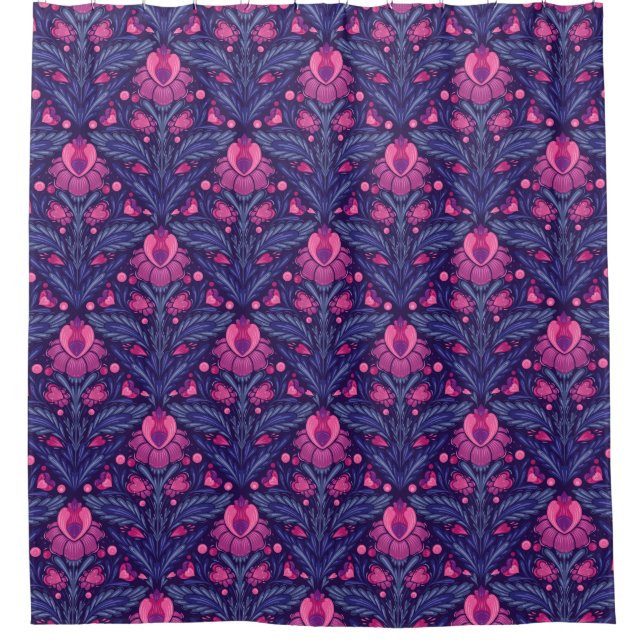 Decorative pattern with hearts shower curtain (Front)