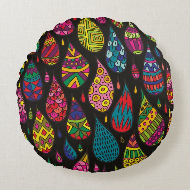 Decorative patterned drops seamless background. Br Round Cushion (Front)