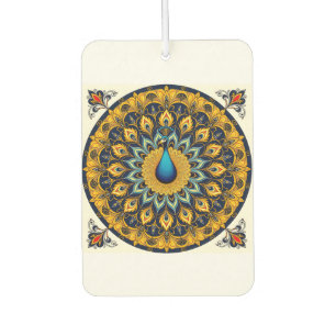 Decorative peacock bird on white car air freshener