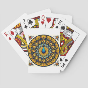 Decorative peacock bird on white playing cards
