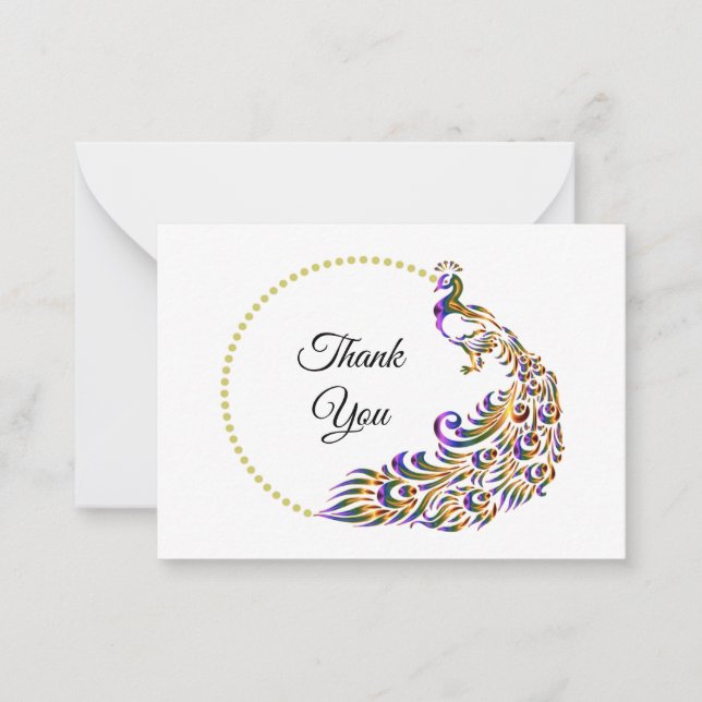 Decorative Peacock Thank You Cards (Front)