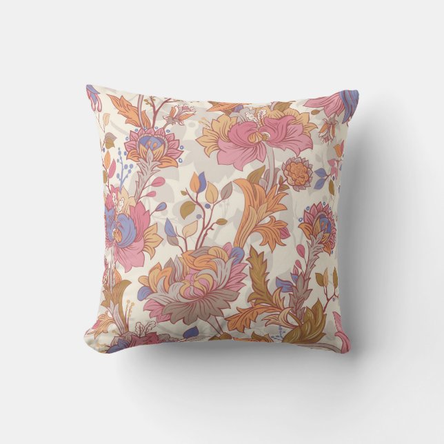 Decorative peonies: colourful floral pattern. cushion (Front)