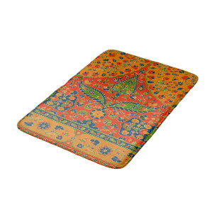 Decorative Persian Floral Print Bath Mat