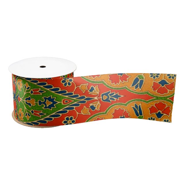 Decorative Persian Floral Print Satin Ribbon (Spool)