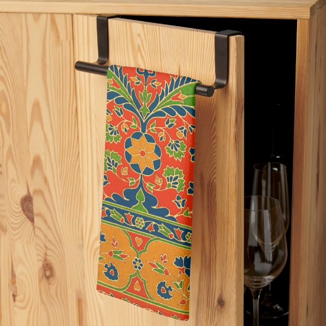 Decorative Persian Floral Print Tea Towel (Thirds Fold)