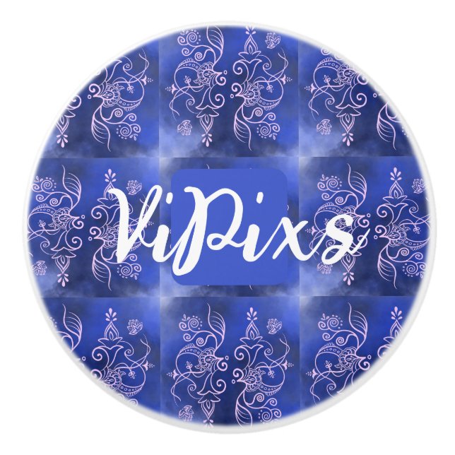 Decorative personal Ceramic pull blue/purple  (Front)