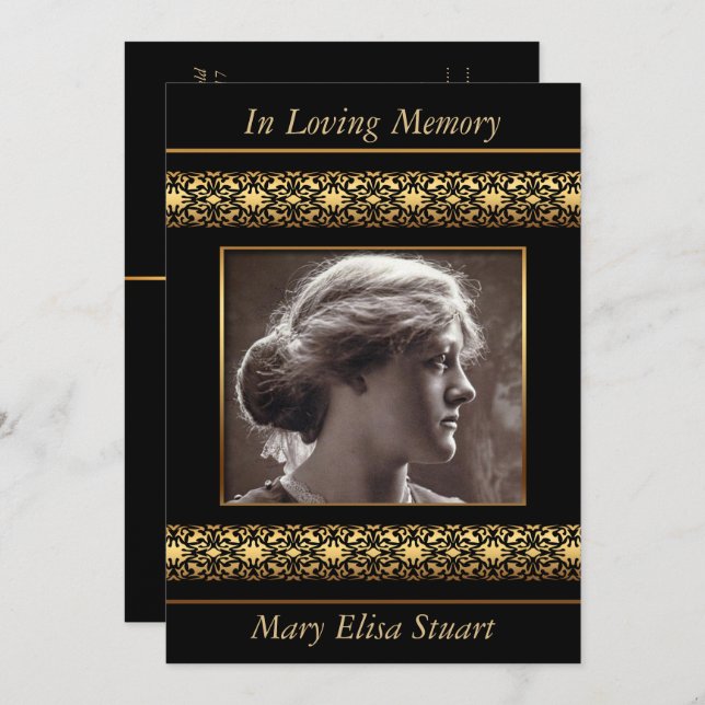 Decorative Photo Frame Memorial Service Invitation (Front/Back)