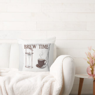 Decorative Pillow "Brew Time" – Hourglass and Coff
