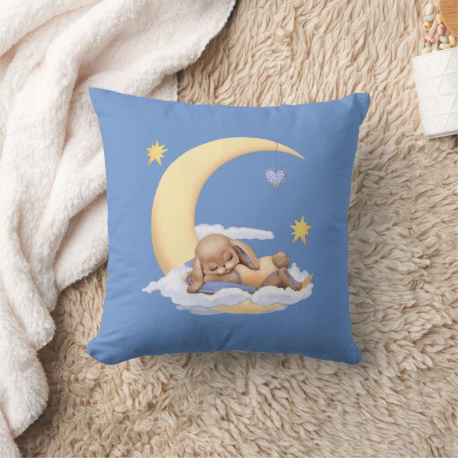 Decorative pillow with a cute plush rabbit sleepin (Blanket)