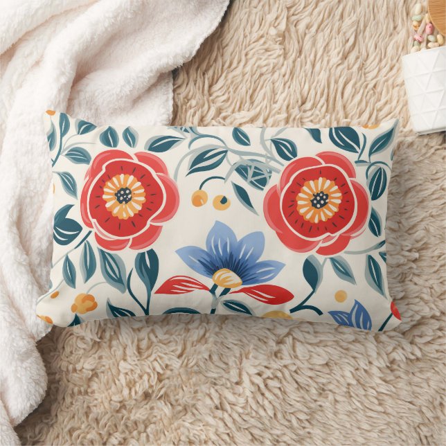 Decorative pillow with a vibrant floral design (Blanket)