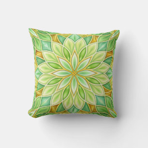 Decorative pillow with geometric floral pattern