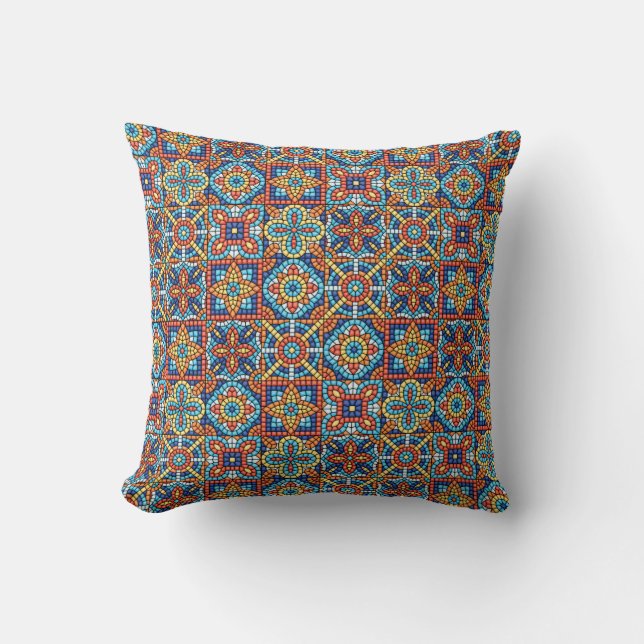 Decorative Pillow with Moroccan Zellige Patterns (Front)