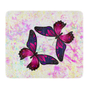 Decorative Pink and Violet Colourful Butterflies Cutting Board