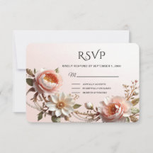 Decorative Pink and White Flowers RSVP Card