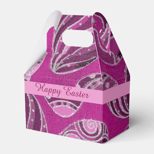 Decorative Pink Easter Eggs Gable Favour Box (Front Side)