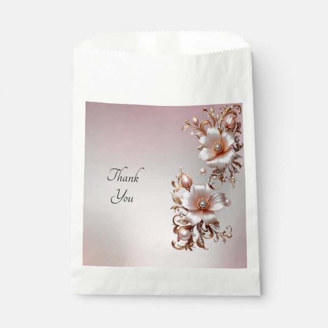 Decorative Pink Floral Favour Bag (Front)