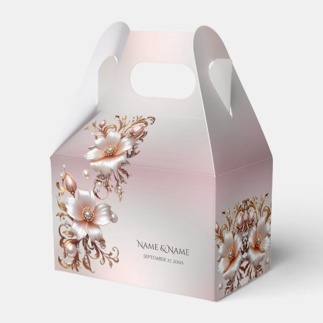 Decorative Pink Floral Favour Box (Front Side)