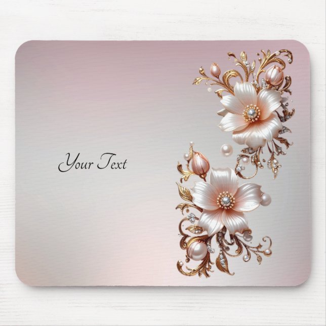 Decorative Pink Floral Mousepad (Front)