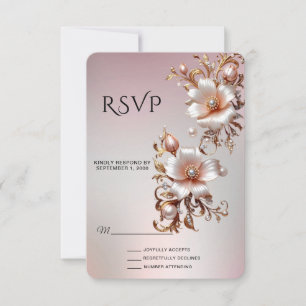 Decorative Pink Floral RSVP Card