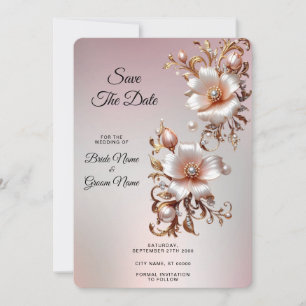 Decorative Pink Floral Save The Date