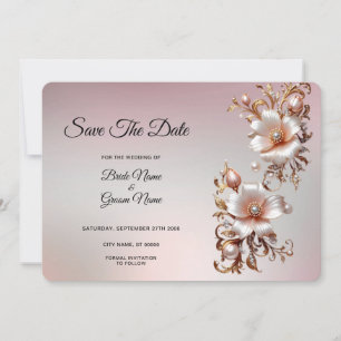 Decorative Pink Floral Save The Date