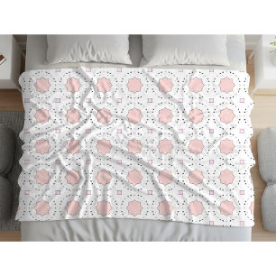 Decorative pink geometric mandala patterned  fleece blanket