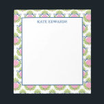 Decorative Pink Pineapple Pattern Notepad<br><div class="desc">Classic decorative pineapple repeat pattern in pink and navy blue. Original design by Boatman Geller</div>