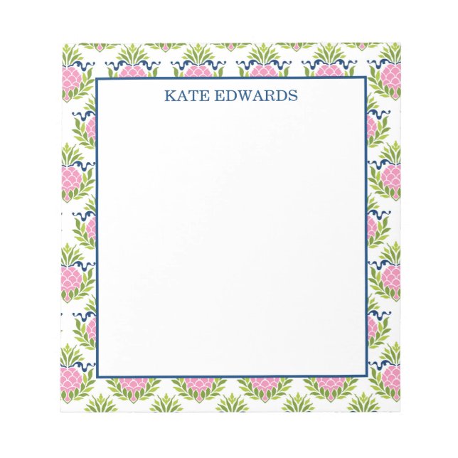 Decorative Pink Pineapple Pattern Notepad (Front)